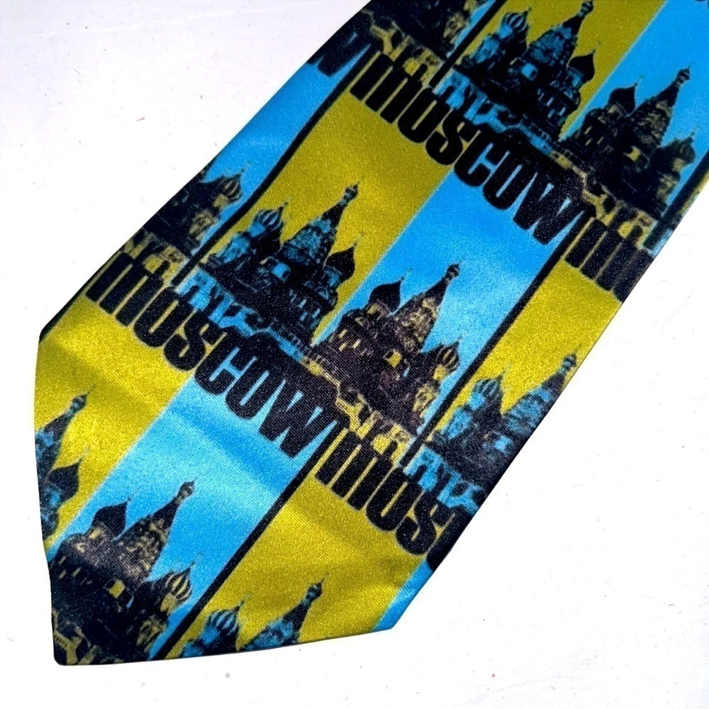 Moscow Skyline Blue And Yellow Tourist Tie By Zazzle
